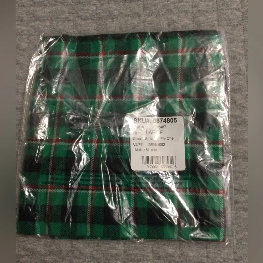 Lands' End Emerald/Check Dog Bandana
